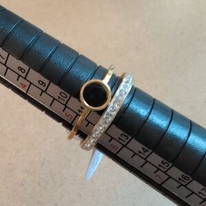 Gold and Black Ring Stainless Steel with Crystals